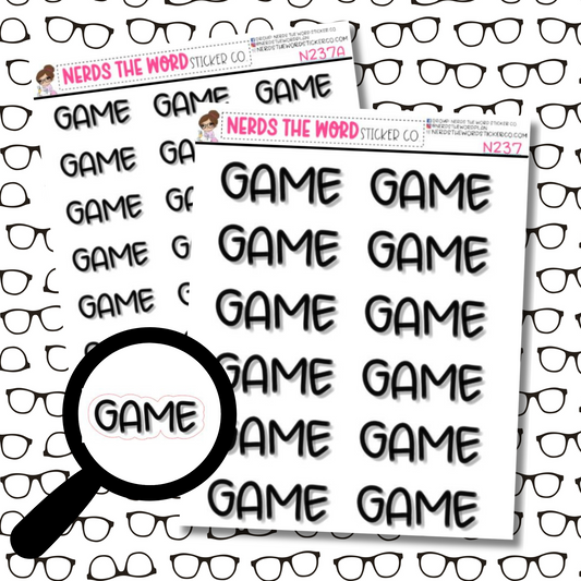 Game Hand Lettered Sticker Sheet