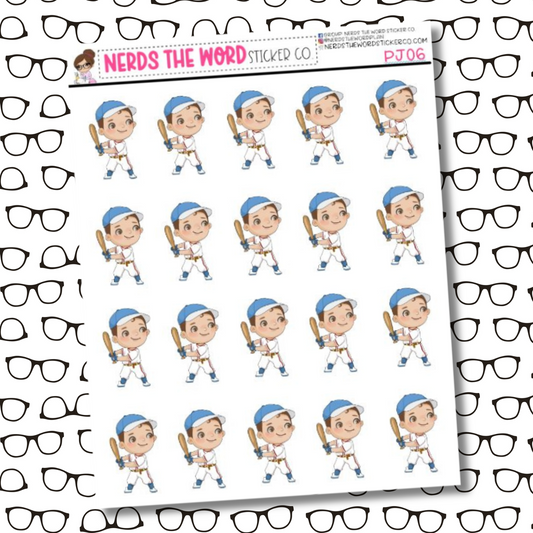 PJ Baseball Character Sticker Sheet