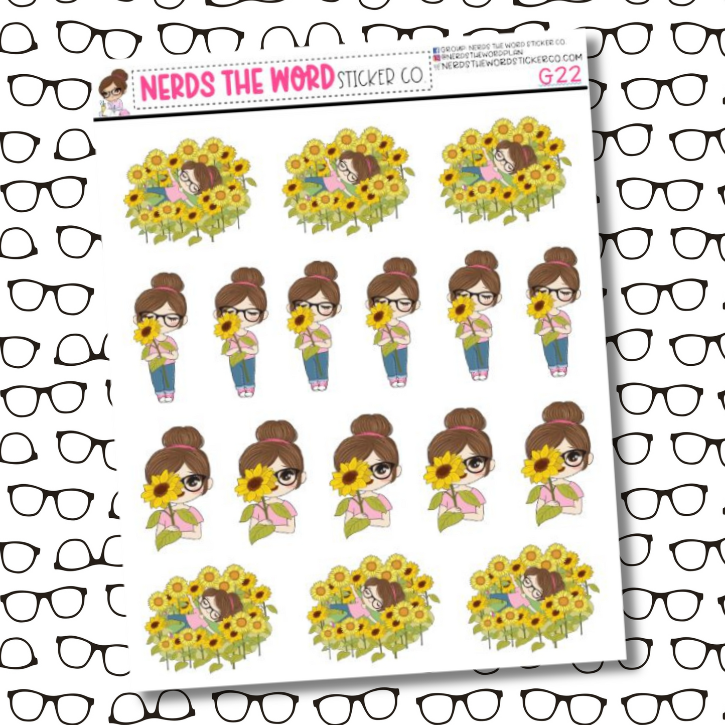 Nora Sunflowers Character Sticker Sheet