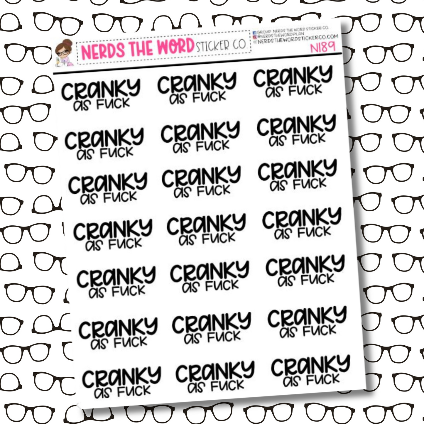 Cranky As Fuck Sticker Sheet