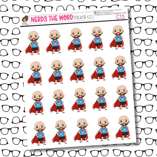 Chris Superhero Character Sticker Sheet