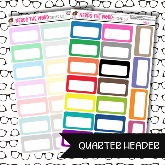 Header Top Quarter Box Planner Stickers - You Choose