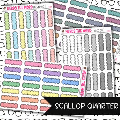 Scallop Quarter Functional Box Planner Stickers