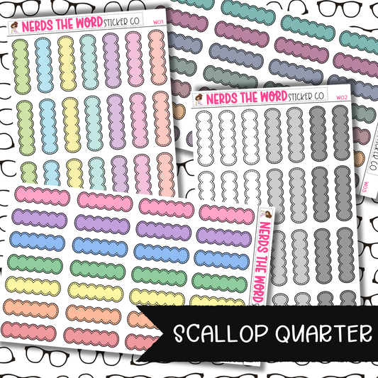 Scallop Quarter Functional Box Planner Stickers