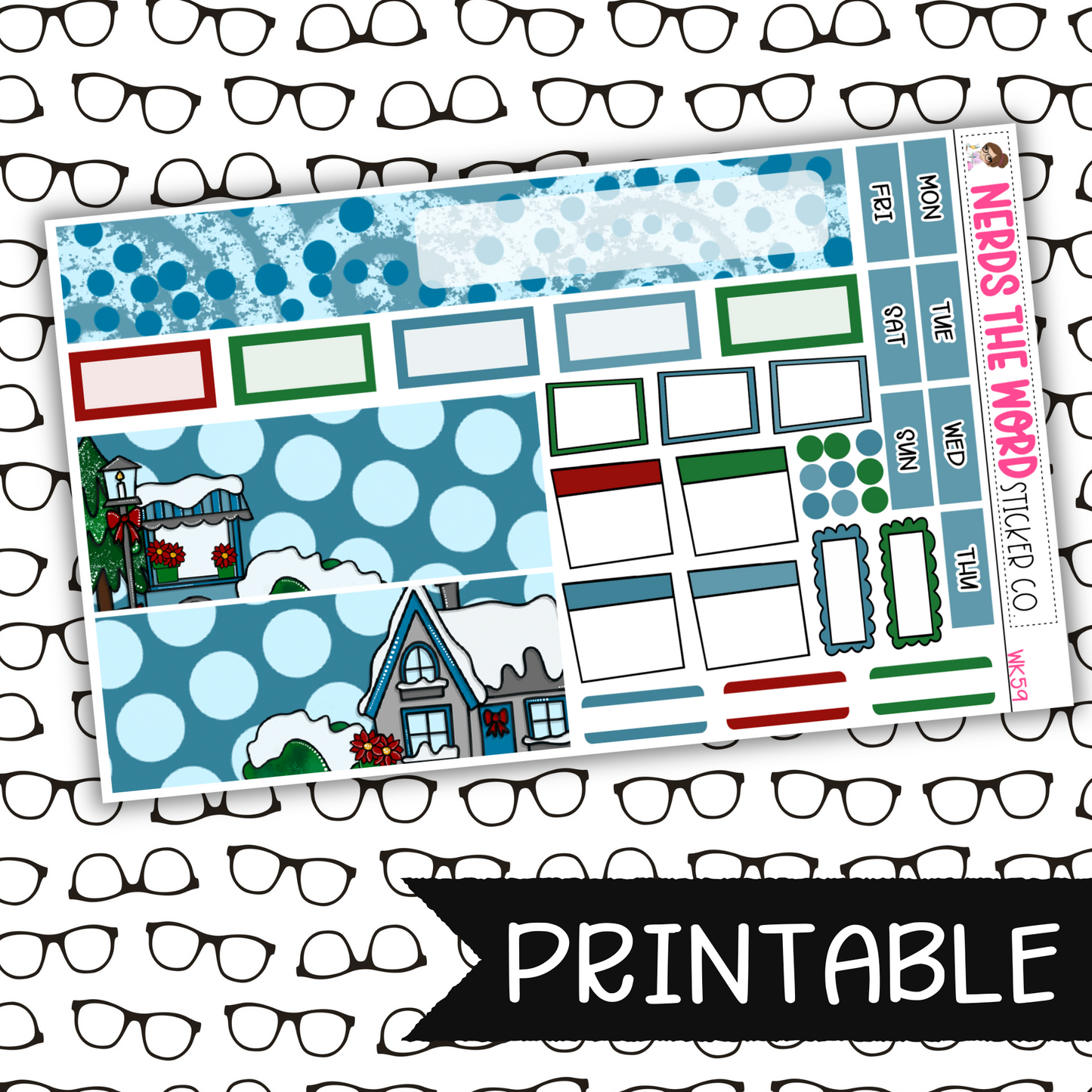 PRINTABLE - Christmas Village Monthly, Weekly and or Journaling Sticker Kit
