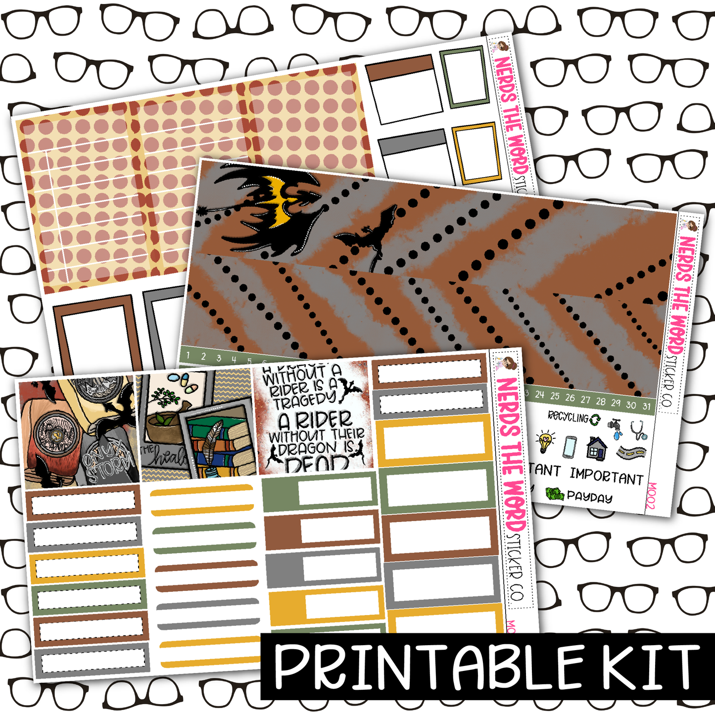 PRINTABLE - Storm Monthly, Weekly and or Journaling Sticker Kit