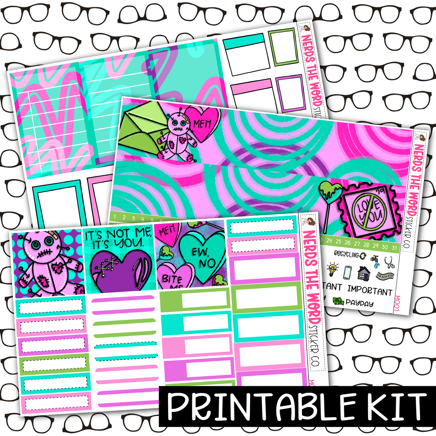 PRINTABLE - Anti-Valentine Monthly, Weekly and or Journaling Sticker Kit