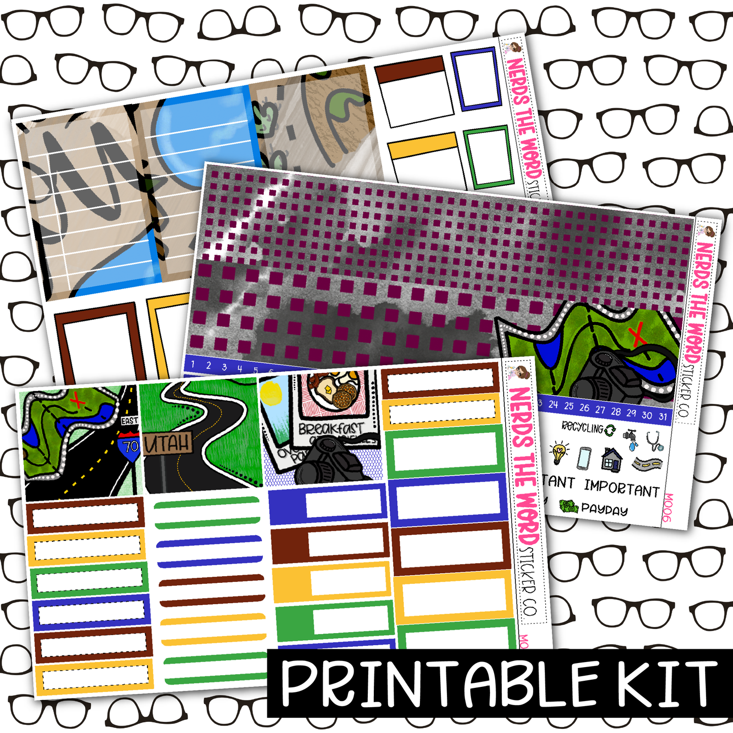 PRINTABLE - Road Trip Monthly, Weekly and or Journaling Sticker Kit