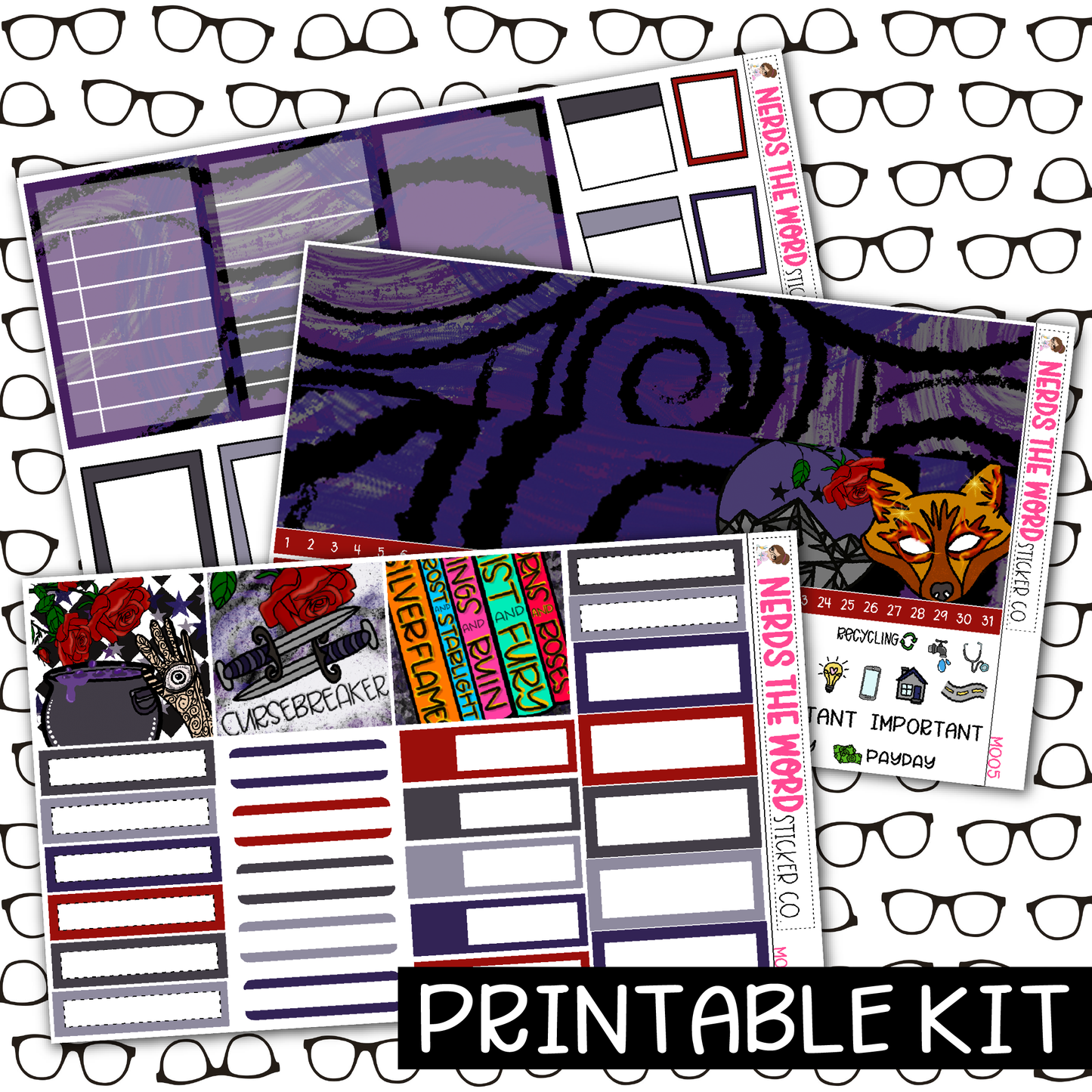 PRINTABLE - ACOTAR Monthly, Weekly and or Journaling Sticker Kit