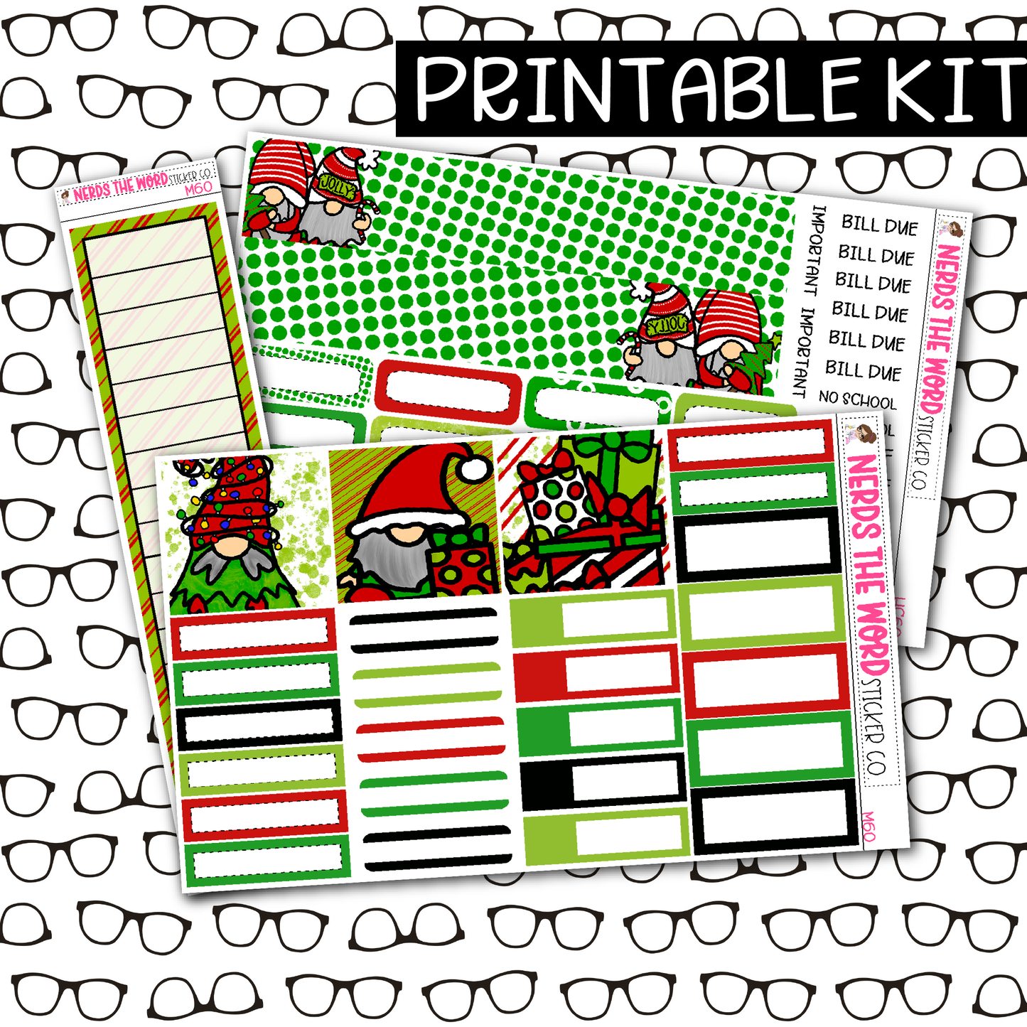 PRINTABLE Ho Ho Gnome Monthly Kit - Choose your Size