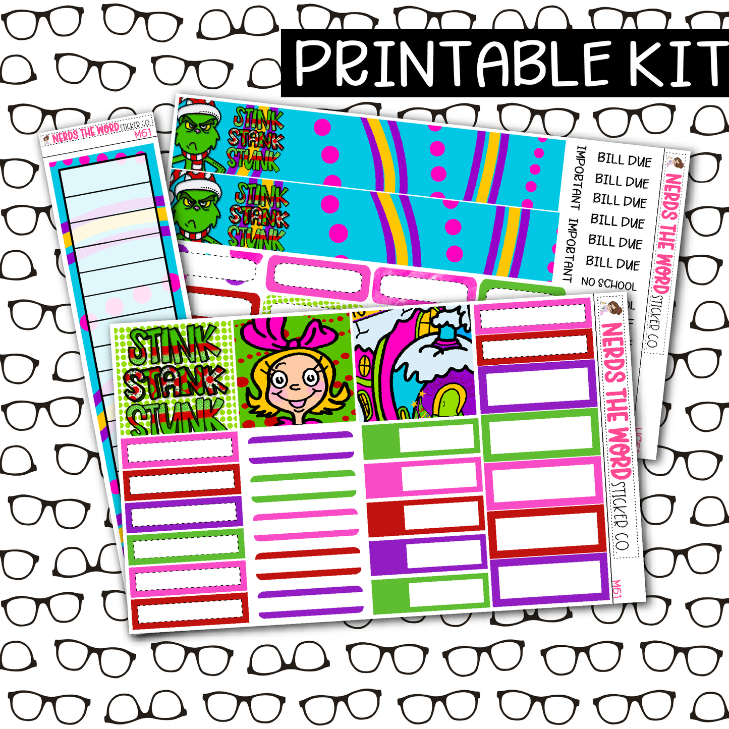 PRINTABLE You're a Mean One Monthly Kit - Choose your Size