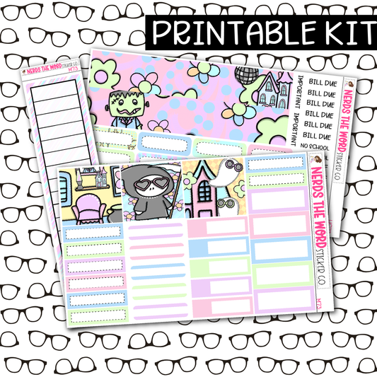 PRINTABLE Groovy Halloween Monthly Kit - Choose your Size