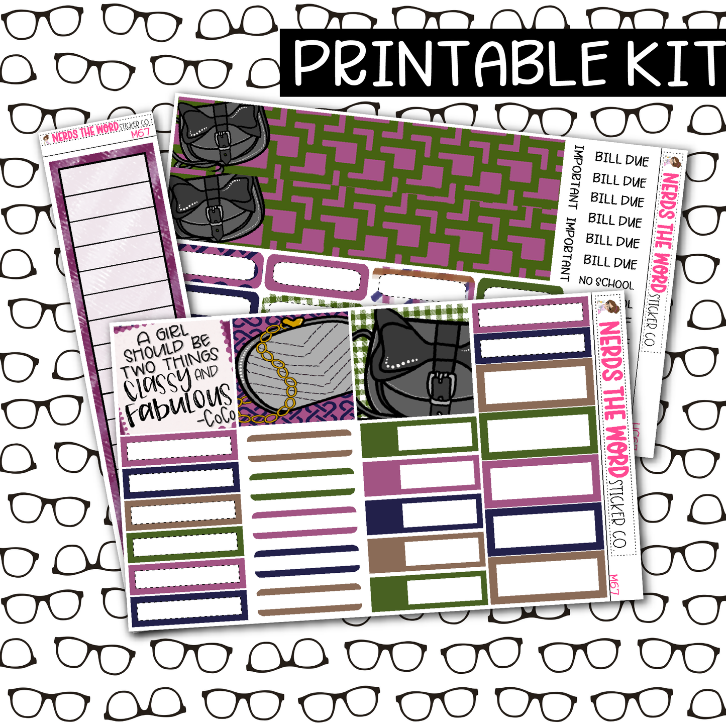 PRINTABLE Purses Monthly Kit - Choose your Size