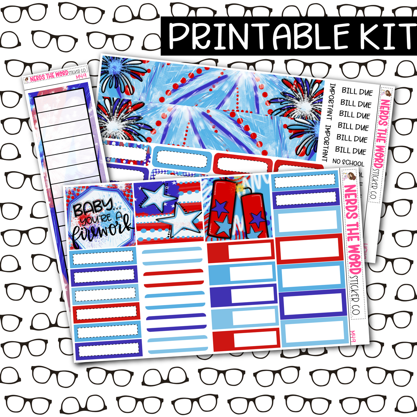 PRINTABLE Firework Monthly Kit - Choose your Size