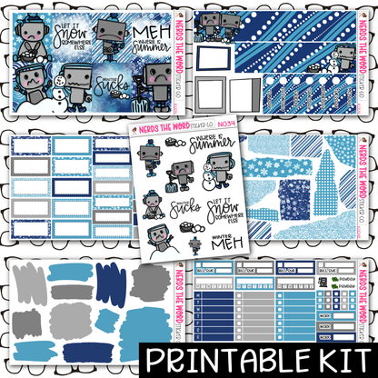 PRINTABLE - Winter Bots Monthly, Weekly and or Journaling Sticker Kit