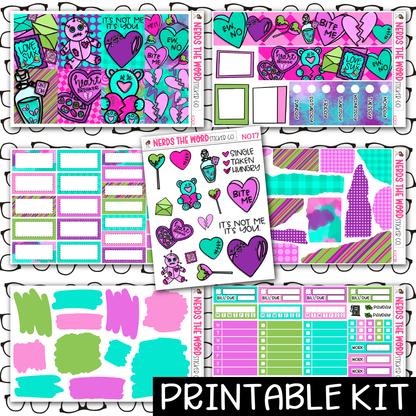 PRINTABLE - Anti-Valentine Monthly, Weekly and or Journaling Sticker Kit