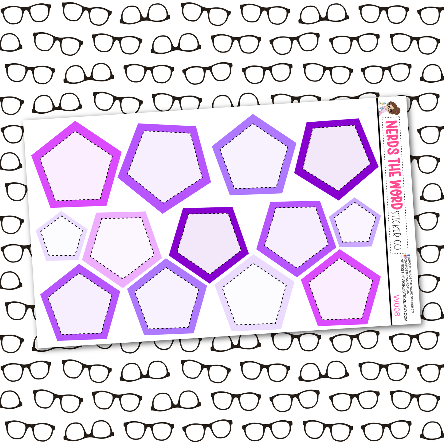 Purple Pentagon Functional Box Sticker Sheet