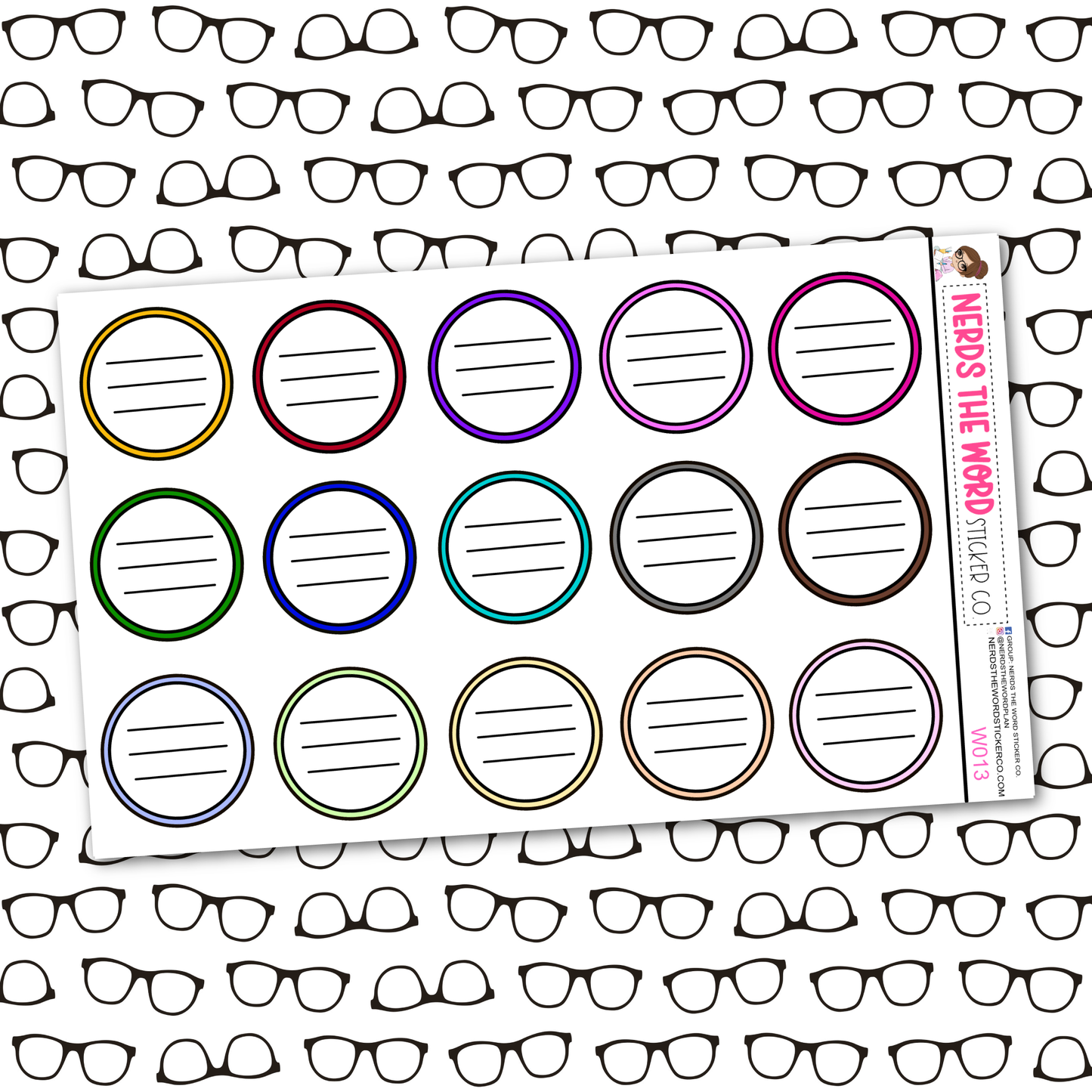 Rainbow Circle Lined Functional Sticker Sheet