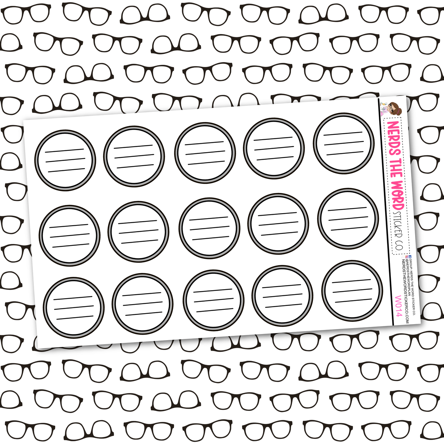 Grayscale Circle Lined Functional Sticker Sheet