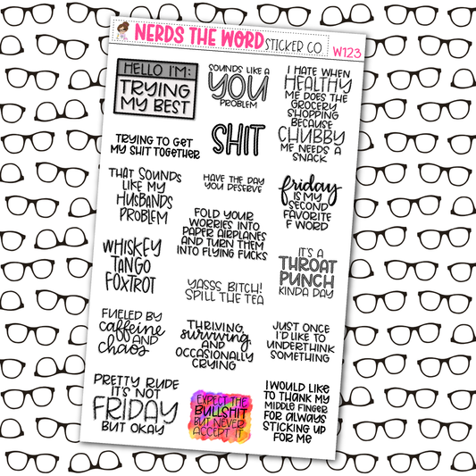 Mixed Snark Quotes V2 Sticker Sheet