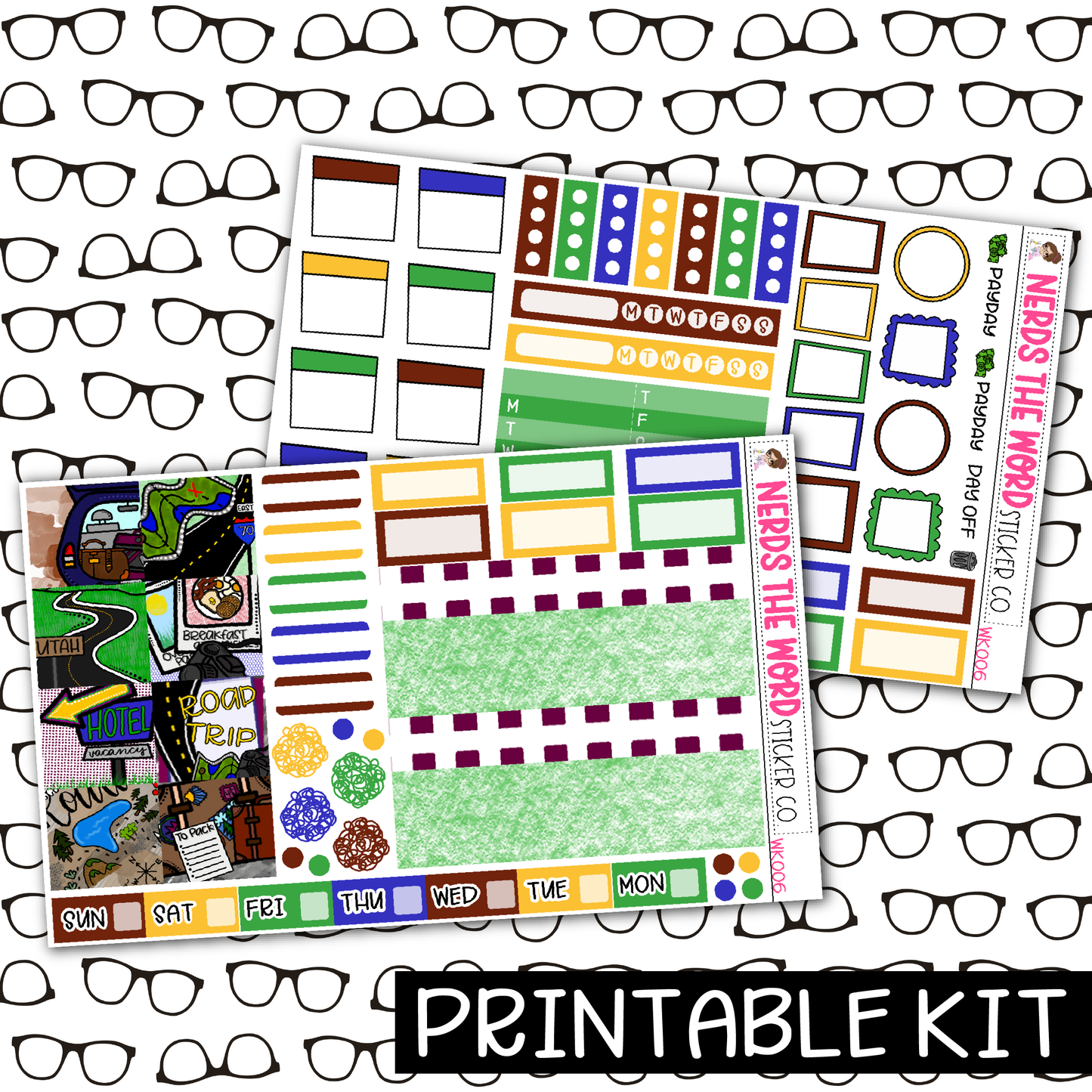 PRINTABLE - Road Trip Monthly, Weekly and or Journaling Sticker Kit