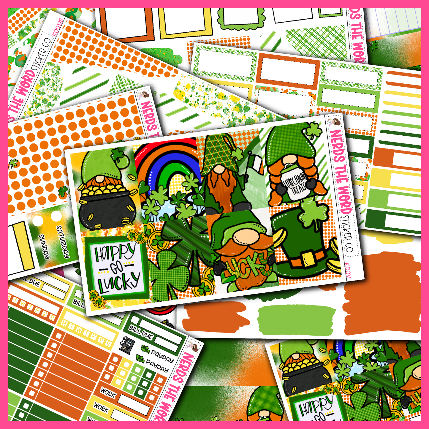 Lucky Gnomes Monthly, Weekly and or Journaling Sticker Kit