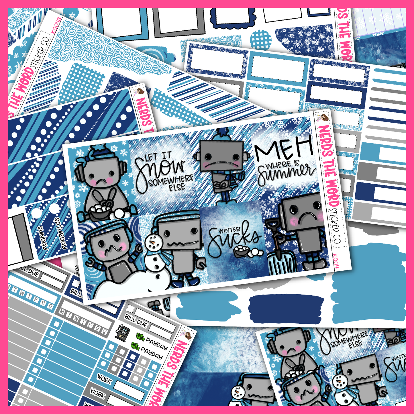 Winter Bots Monthly, Weekly and or Journaling Sticker Kit