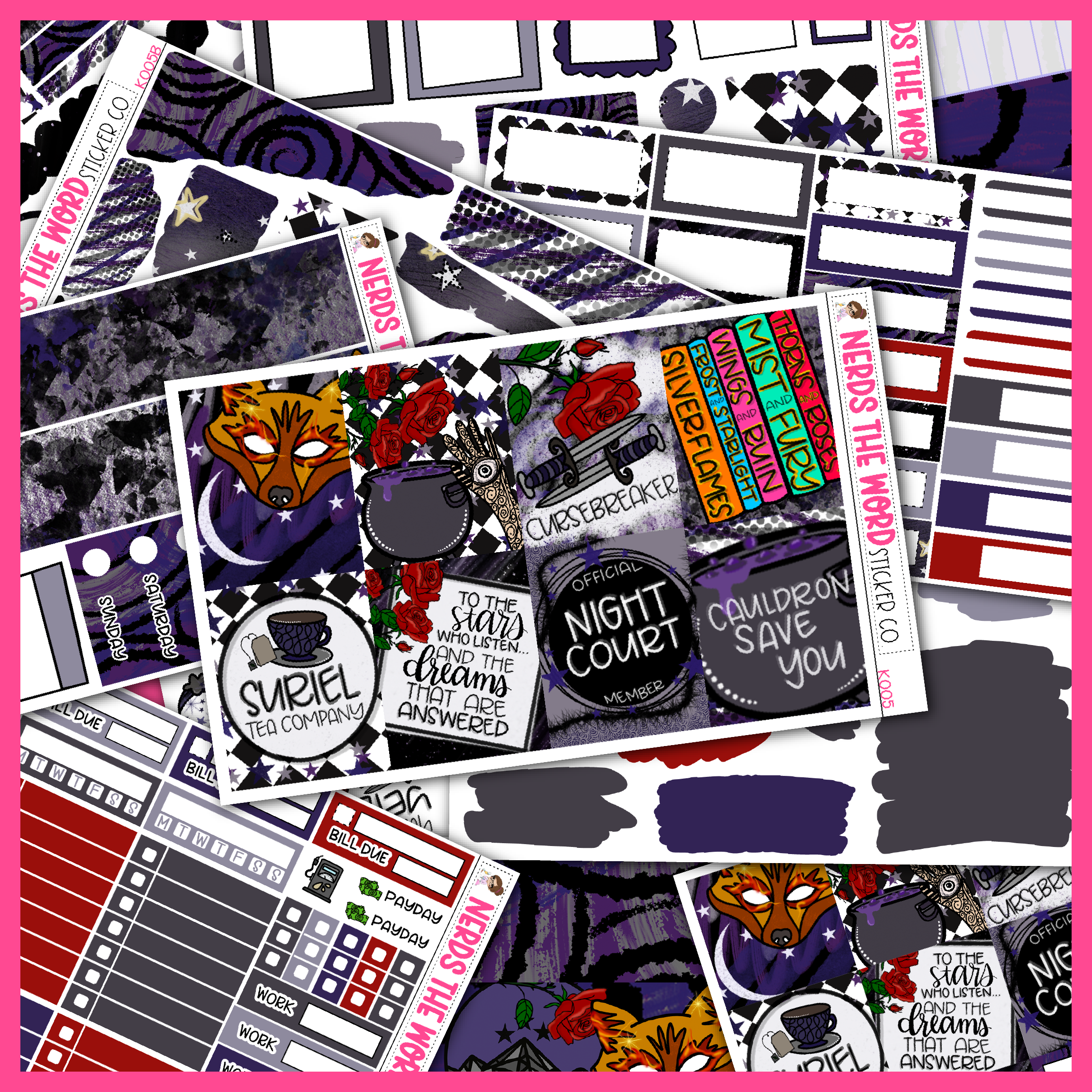 Scatter Stickers ACOTAR Monthly, Weekly and or Journaling Sticker Kit – Nerds The Word ...