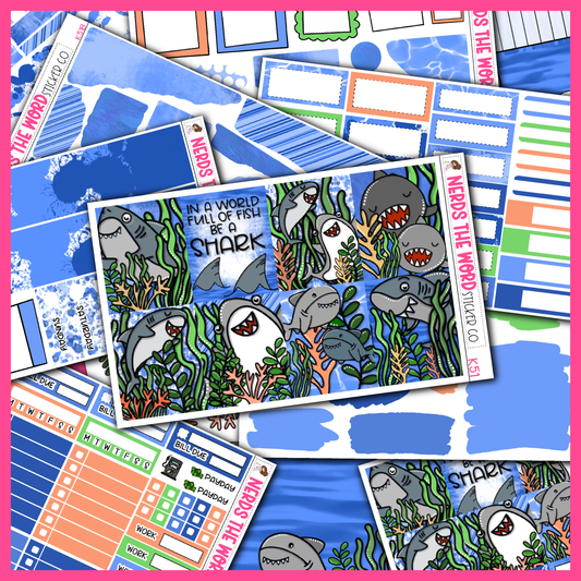 Be A Shark Monthly, Weekly and or Journaling Sticker Kit