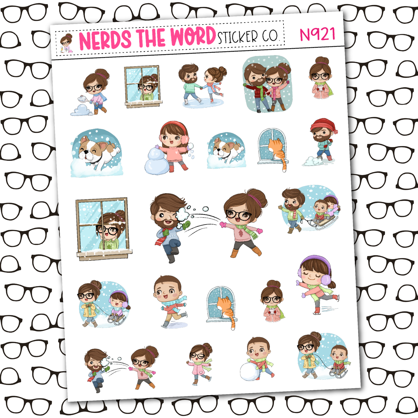 Nerd Family Winter Deco Sticker Sheet