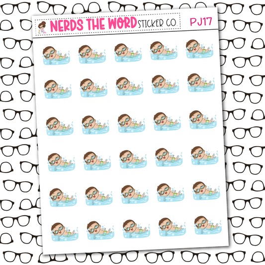 PJ Swimming Sticker Sheet