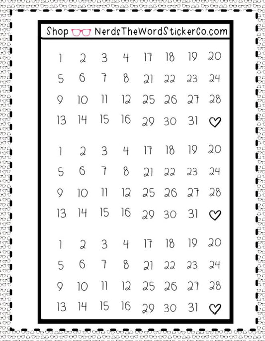 Date Dots Small Circle Stickers for Weekly and Monthly Planners